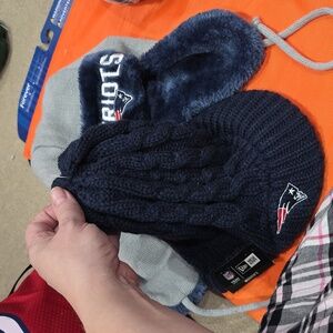 New Era Patriots Adults Earflap Hat - Gray and Navy